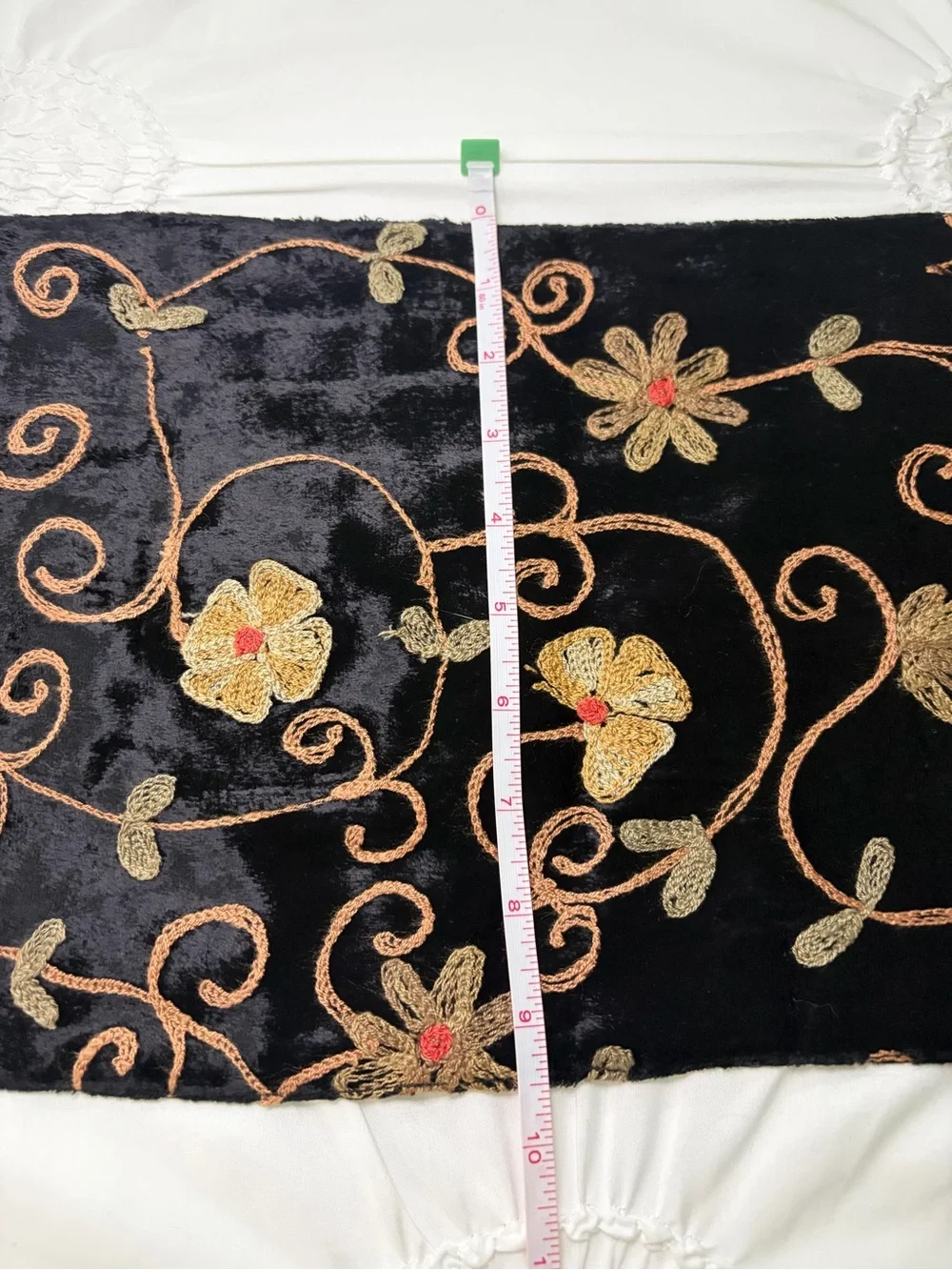 Alexis Crawford Flora Embroidered Black Velvet Whimsical Scarf